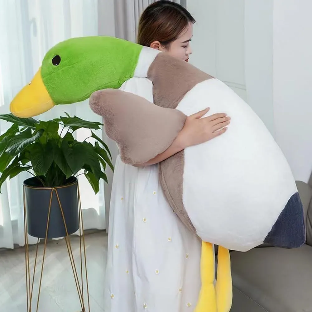 Duck Plush,Mallard Duck Stuffed Animals, Soft Furry Duck Stuffed Animal Pillow,Huge Duck Plush Hugging writing ocher honeybee powder standard intact Pillow Gifts for Every Age (47.2in) Mallard 