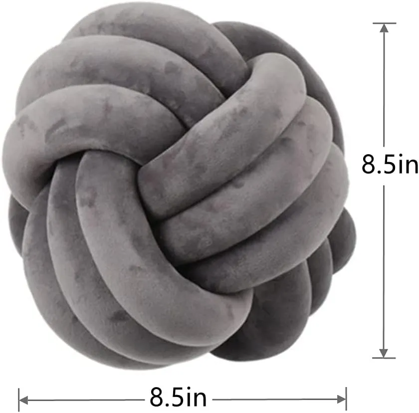 dynamical Cushion Pillows, Children Room Decoration Plush Toys Calming Stress Relief Toy (Dark Gray,8.5in/22cm) Knot Pillow Ball Round 