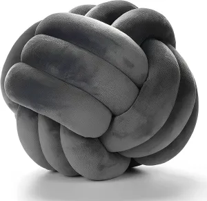 dynamical Cushion Pillows, Children Room Decoration Plush Toys Calming Stress Relief Toy (Dark Gray,8.5in/22cm) Knot Pillow Ball Round 