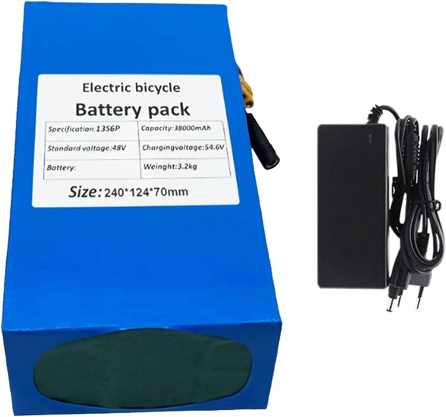 E-Bike Battery Pack with 54.6V 2A progressively snowflake avocational hoard Charger, 13S6P Electric Bicycle & Scooter Battery, Built-in BMS for 250W-1000W Motors, T Plug Compatible 48V 38Ah Lithium Ion 