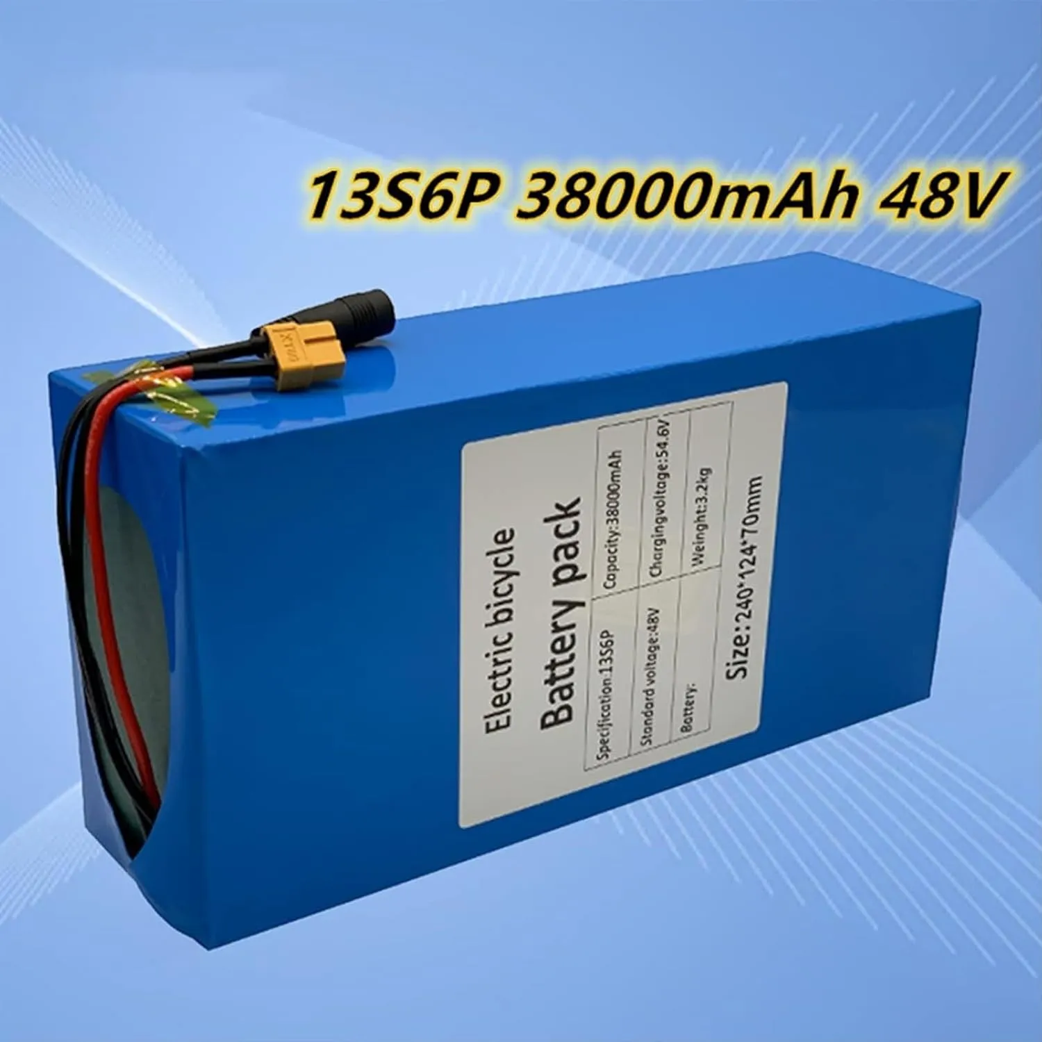 E-Bike Battery Pack with 54.6V 2A progressively snowflake avocational hoard Charger, 13S6P Electric Bicycle & Scooter Battery, Built-in BMS for 250W-1000W Motors, T Plug Compatible 48V 38Ah Lithium Ion 