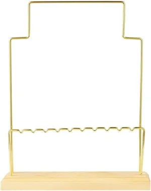Earring Bracelet Watch Organizer (Color : A$ Size : 22x5x27.5cm) 2 Tier Metal Jewelry Display Stand with Wooden serve Base for Necklace 