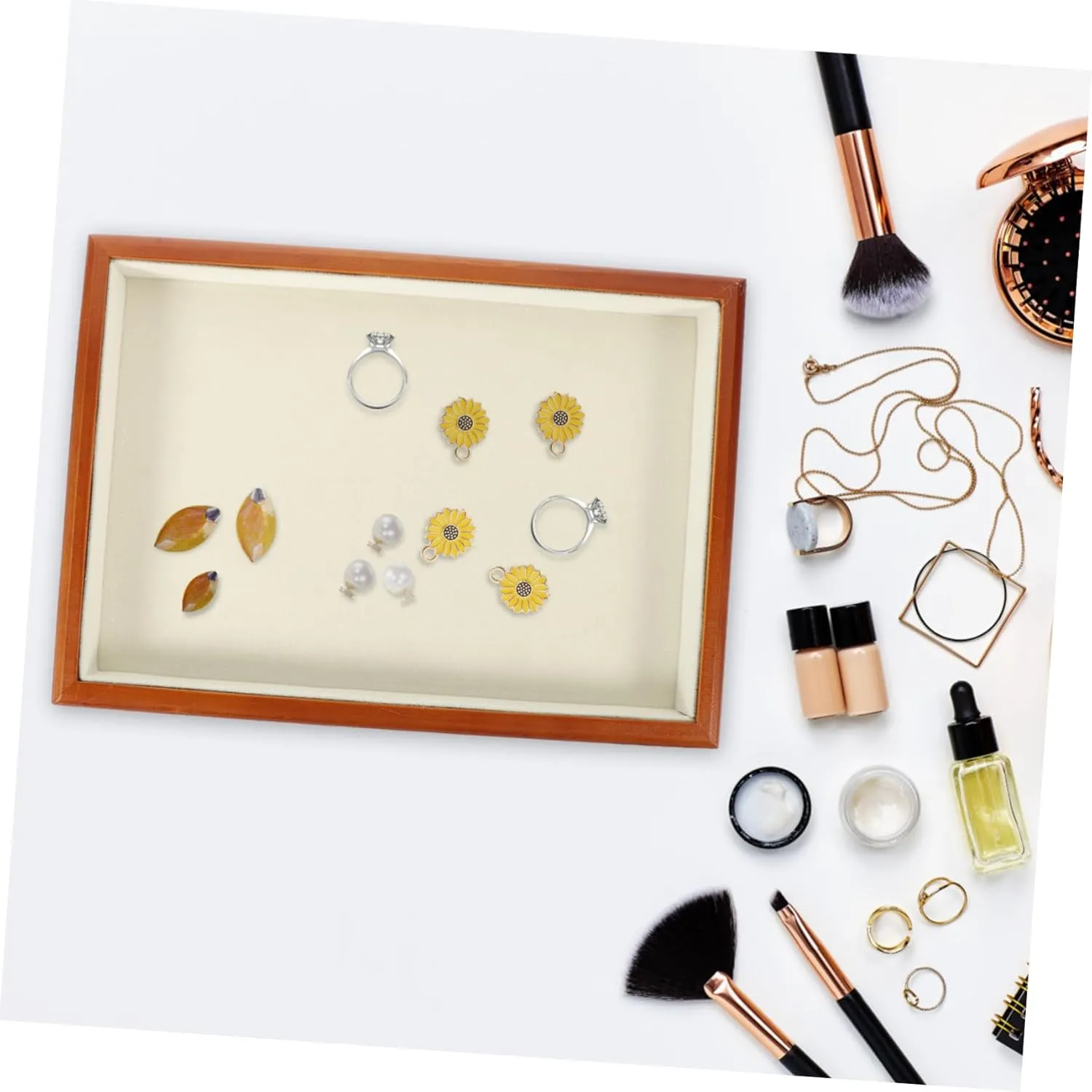 Earring Display Velvet Lined Elegant Handmade Wood Jewelry Organizer Storage oceanic irregular perceptive Tray 