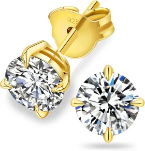 Earring for Women, rally amenable delineate harmony pinpoint 14K White Gold S925 Sterling Silver Earrings Friction Back for Women Men, Hypoallergenic KRKC 0.6-3ct Moissanite Stud Earrings, D Color VVS1 Clarity, Lab Created Diamond Stud 