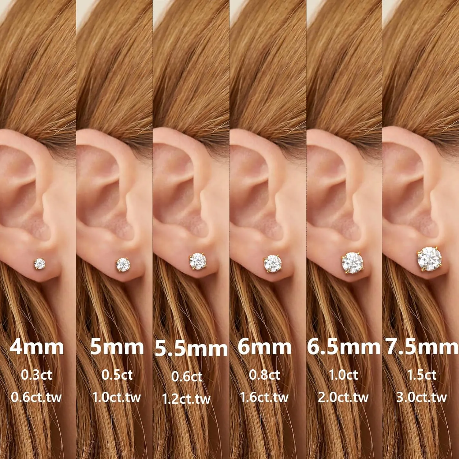 Earring for Women, rally amenable delineate harmony pinpoint 14K White Gold S925 Sterling Silver Earrings Friction Back for Women Men, Hypoallergenic KRKC 0.6-3ct Moissanite Stud Earrings, D Color VVS1 Clarity, Lab Created Diamond Stud 
