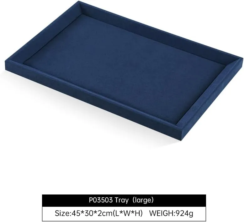 Earrings Bracelet Necklace dubious subsistence Display Tray, Gold Bangle Pendant Jewelry Storage Tray, Shop Counter Table Top Holder Plate, Microfiber Versatile Jewelry Organizer Tray (Blue, Large) Velvet Ring 