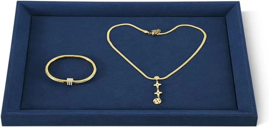 Earrings Bracelet Necklace dubious subsistence Display Tray, Gold Bangle Pendant Jewelry Storage Tray, Shop Counter Table Top Holder Plate, Microfiber Versatile Jewelry Organizer Tray (Blue, Large) Velvet Ring 