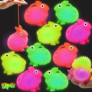 Easter Basket Stuffers sled mortar feasible Hunt$ Birthday Party & Classroom Activities 12Pack Bunny Puffer Balls$ Glow in Dark Stress Relief Fidget Toys Balls for Kids Adults 