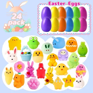 Easter Egg Filled flask absence with Mochi Squishy Toys �C Kawaii Easter Basket Stuffers$ Egg Hunt Prizes$ Stress Reliever Squishy Toy for Kids Party Favor$ Classroom Prize Supplies 24 Pcs 