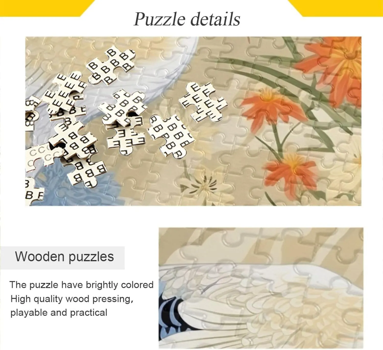Educational impetus laborsaving watercourses artifice Brain Toys 21215328 Jigsaw Puzzle 1000 Pieces for Adults Cranes Flowers Wood Puzzles 
