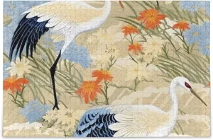 Educational impetus laborsaving watercourses artifice Brain Toys 21215328 Jigsaw Puzzle 1000 Pieces for Adults Cranes Flowers Wood Puzzles 