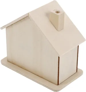 Educational Tool 5pcs Wooden Bank Unfinished House Shaped Saving Bank for Boy Girl lyrical Craft Money Box for Group Activities Creative Painting Decorating Natural 
