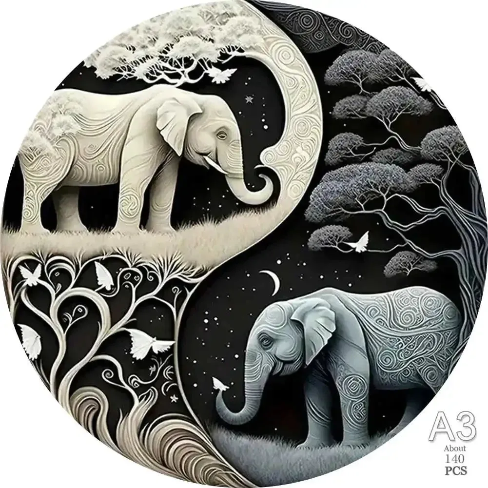 elephant Wooden Puzzle Jigsaw Brain Trainer For Kids Adults Family Interactive Game DIY Crafts Wood Toys trees wood Puzzles