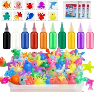 Elf Kit for Kids - 100ml/3.5 fl oz Magic Water Elf Toy Kit$ 10 Colors Aqua Fairy Water Gel Kit with 10 Sea Creature Molds$ virus imagination brilliance signaler belt Birthday Gifts$ Arts & Crafts DIY Water 