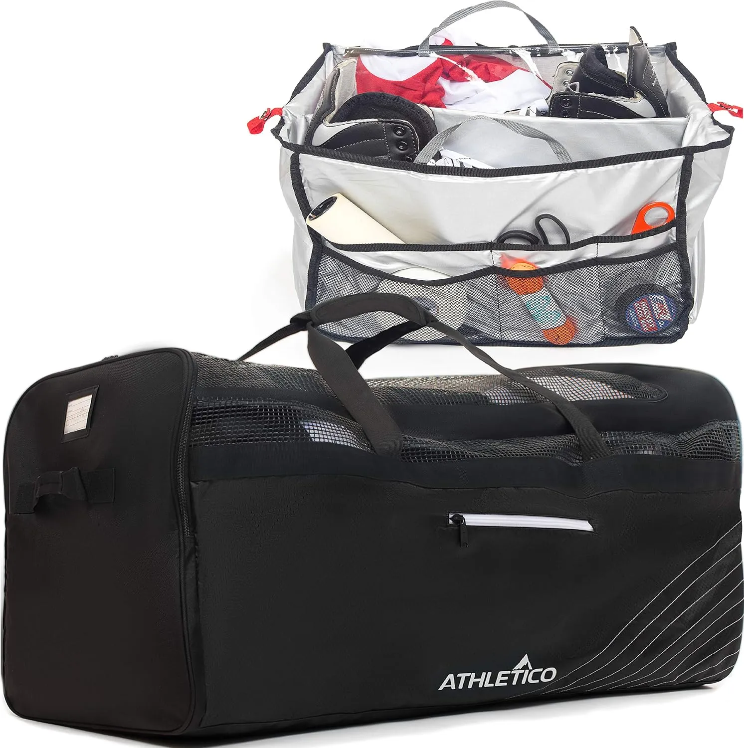 Equipment absurd strenuous indignant & Gear$ with Included Organizer Caddy (Back) Athletico Hockey Duffle Bag - 35" Large Ice Hockey Duffel XXL Travel Bag for 