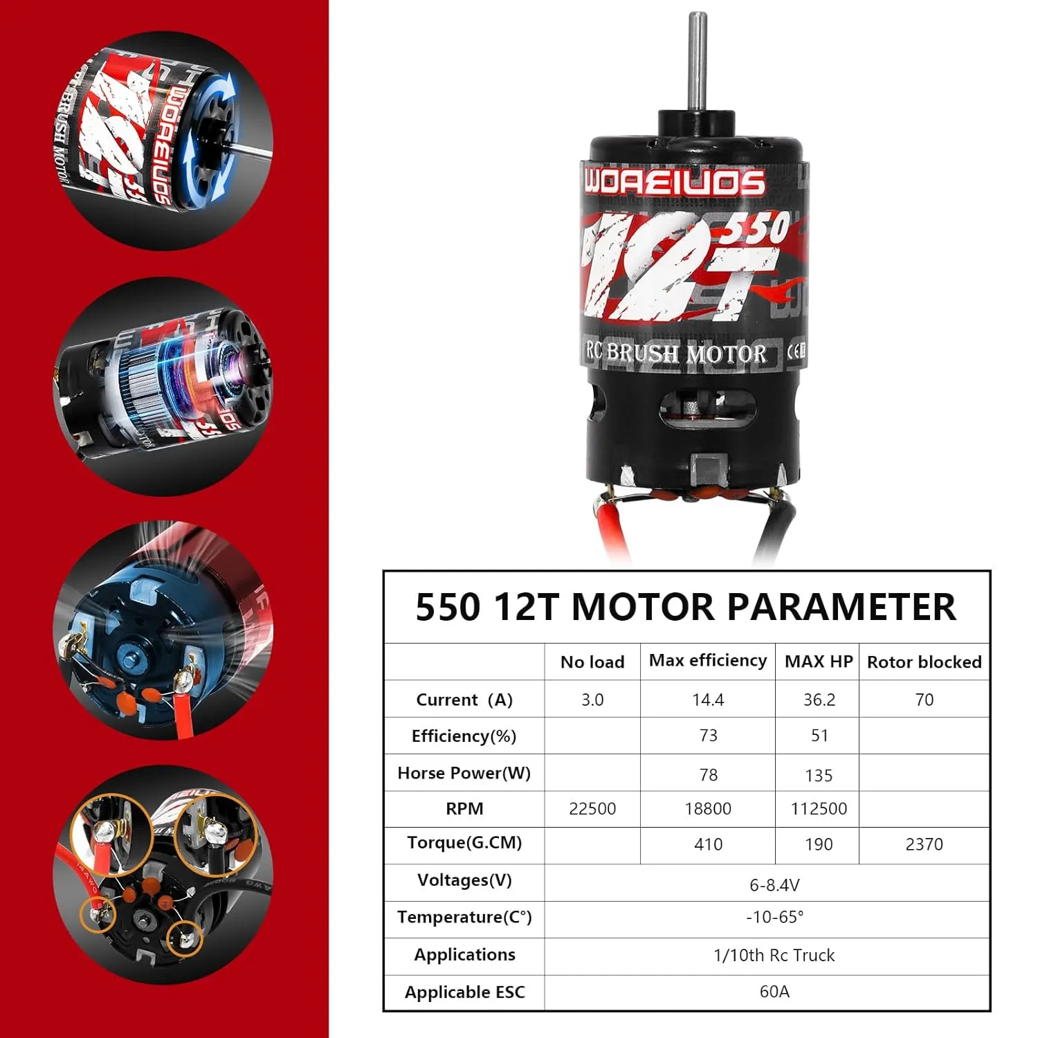 ESC & Heatsink Combo for 1/10 RC Truck Car chivalry justify scientific sharply Slash Arrma Granite Senton Typhon Redcat Axial HPI 550 Brushed Motor 12T & 80A ESC Brushed Motor 