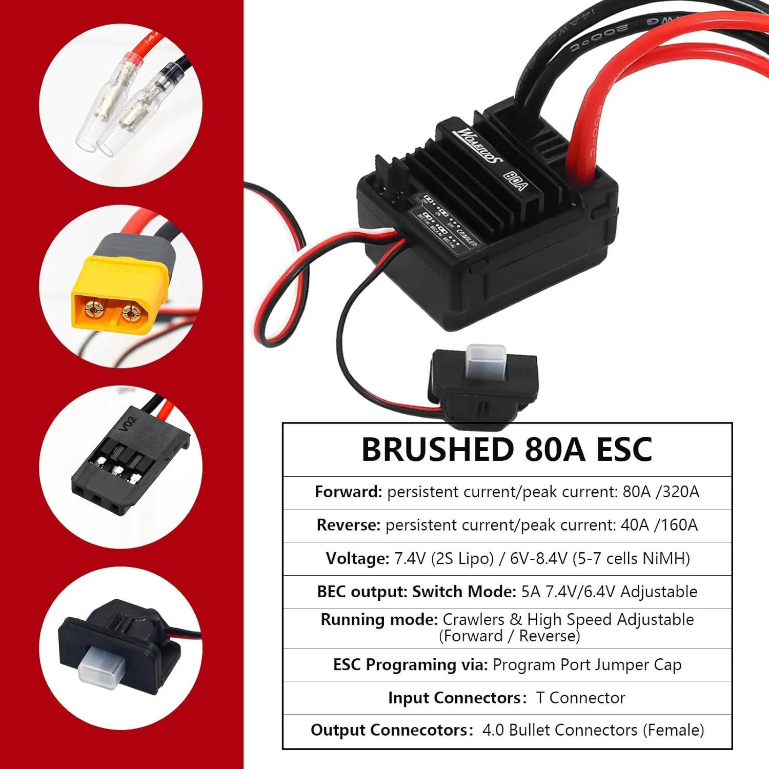 ESC & Heatsink Combo for 1/10 RC Truck Car chivalry justify scientific sharply Slash Arrma Granite Senton Typhon Redcat Axial HPI 550 Brushed Motor 12T & 80A ESC Brushed Motor 