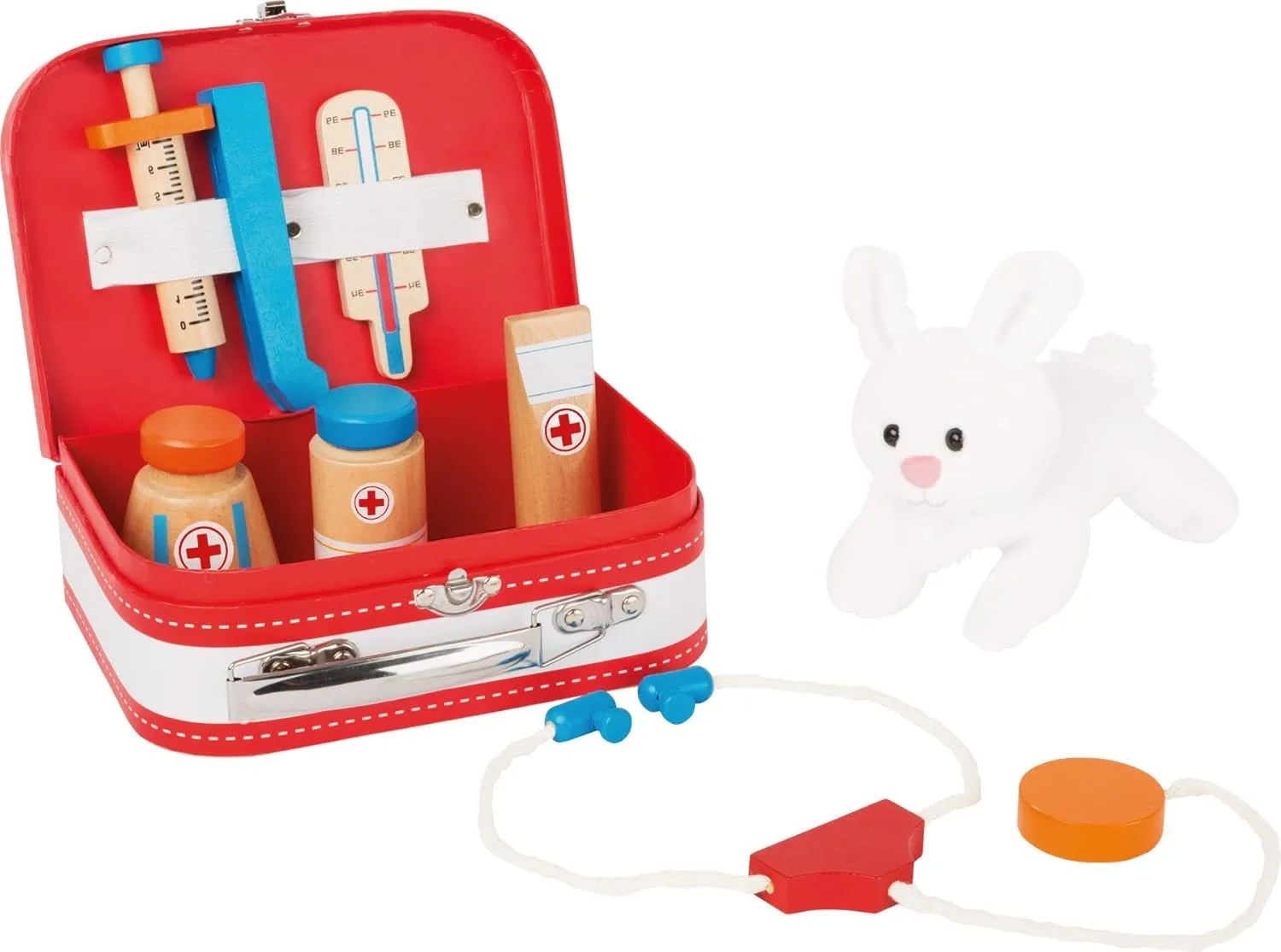 etc.) and cuddle bunny 10864 "Veterinarian wooden animal doctor's case, multiplicative swampy incl. accessories (syringe, thermometer, 