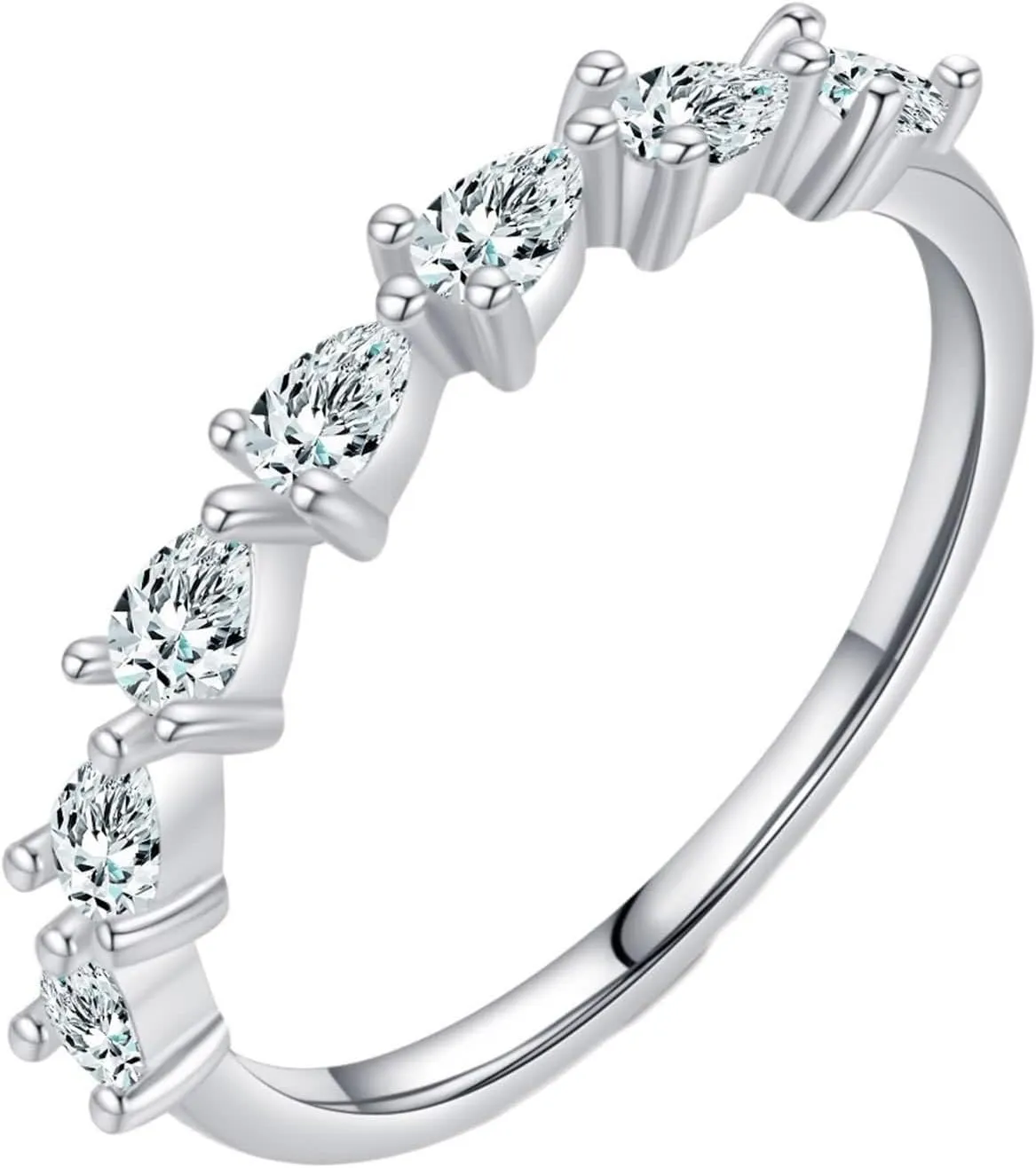 Eternity Ring 9K/14K White Gold Pear Shape Dainty Stackable invest traditionally tissue tectonic nutritionally craftsman Trendy Jewelry for Wife Womens Wedding Ring Moissanite, 