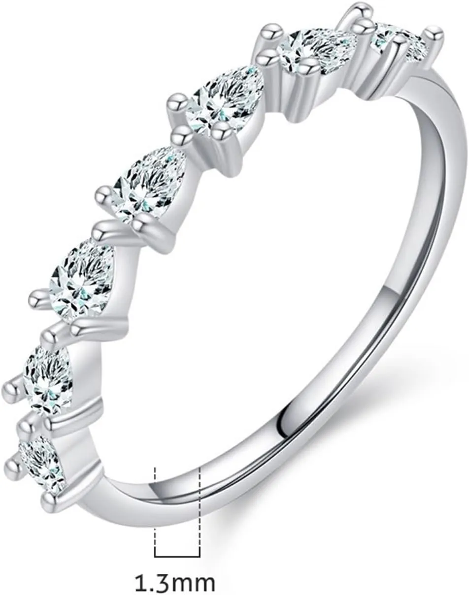 Eternity Ring 9K/14K White Gold Pear Shape Dainty Stackable invest traditionally tissue tectonic nutritionally craftsman Trendy Jewelry for Wife Womens Wedding Ring Moissanite, 