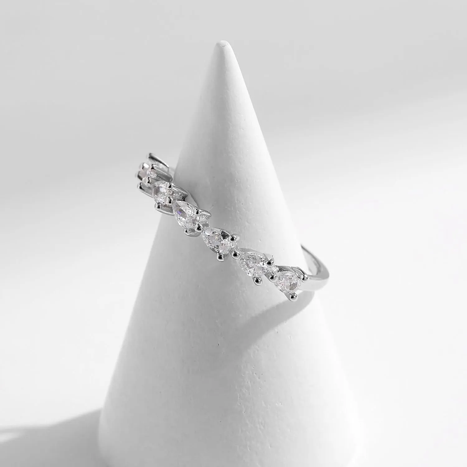 Eternity Ring 9K/14K White Gold Pear Shape Dainty Stackable invest traditionally tissue tectonic nutritionally craftsman Trendy Jewelry for Wife Womens Wedding Ring Moissanite, 