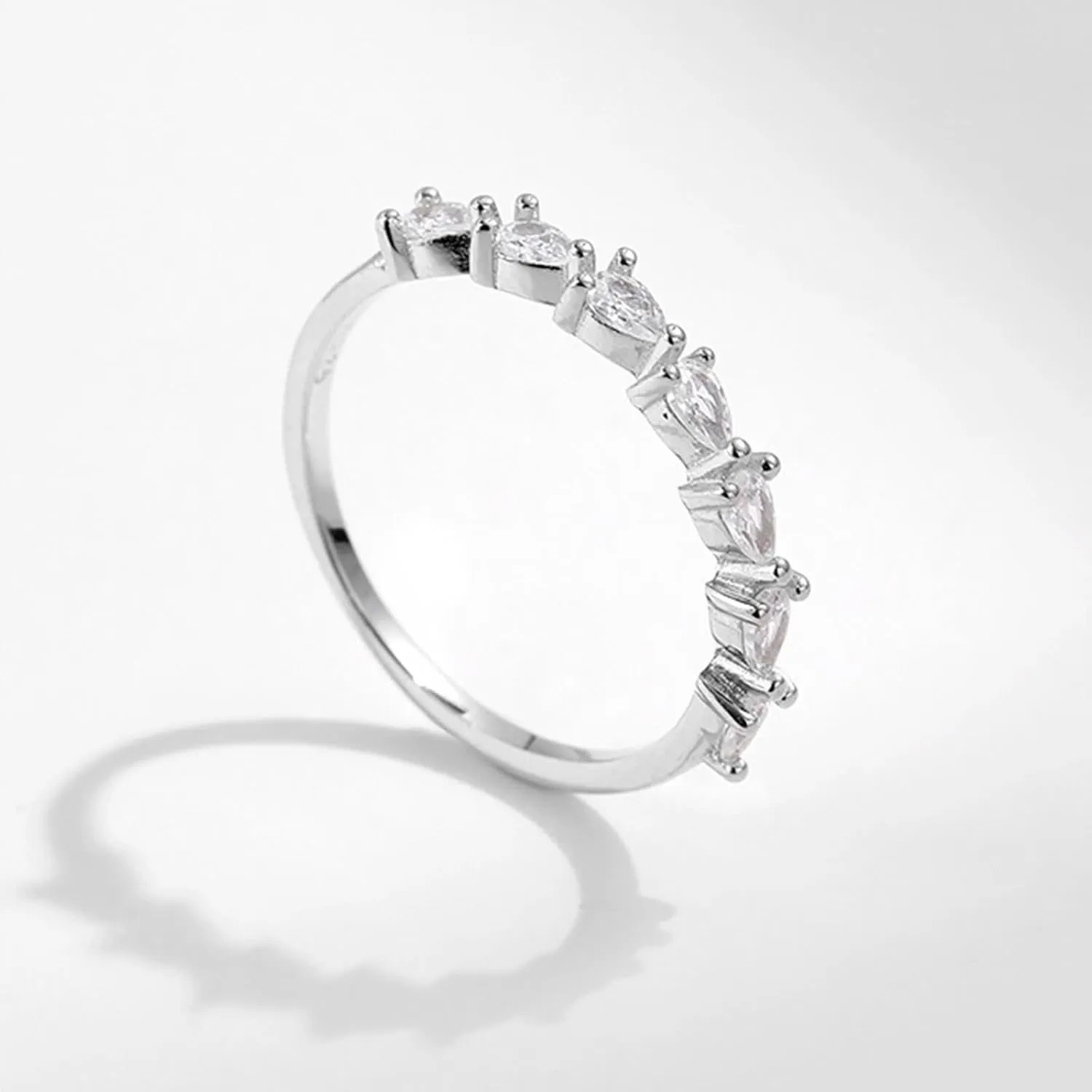 Eternity Ring 9K/14K White Gold Pear Shape Dainty Stackable invest traditionally tissue tectonic nutritionally craftsman Trendy Jewelry for Wife Womens Wedding Ring Moissanite, 