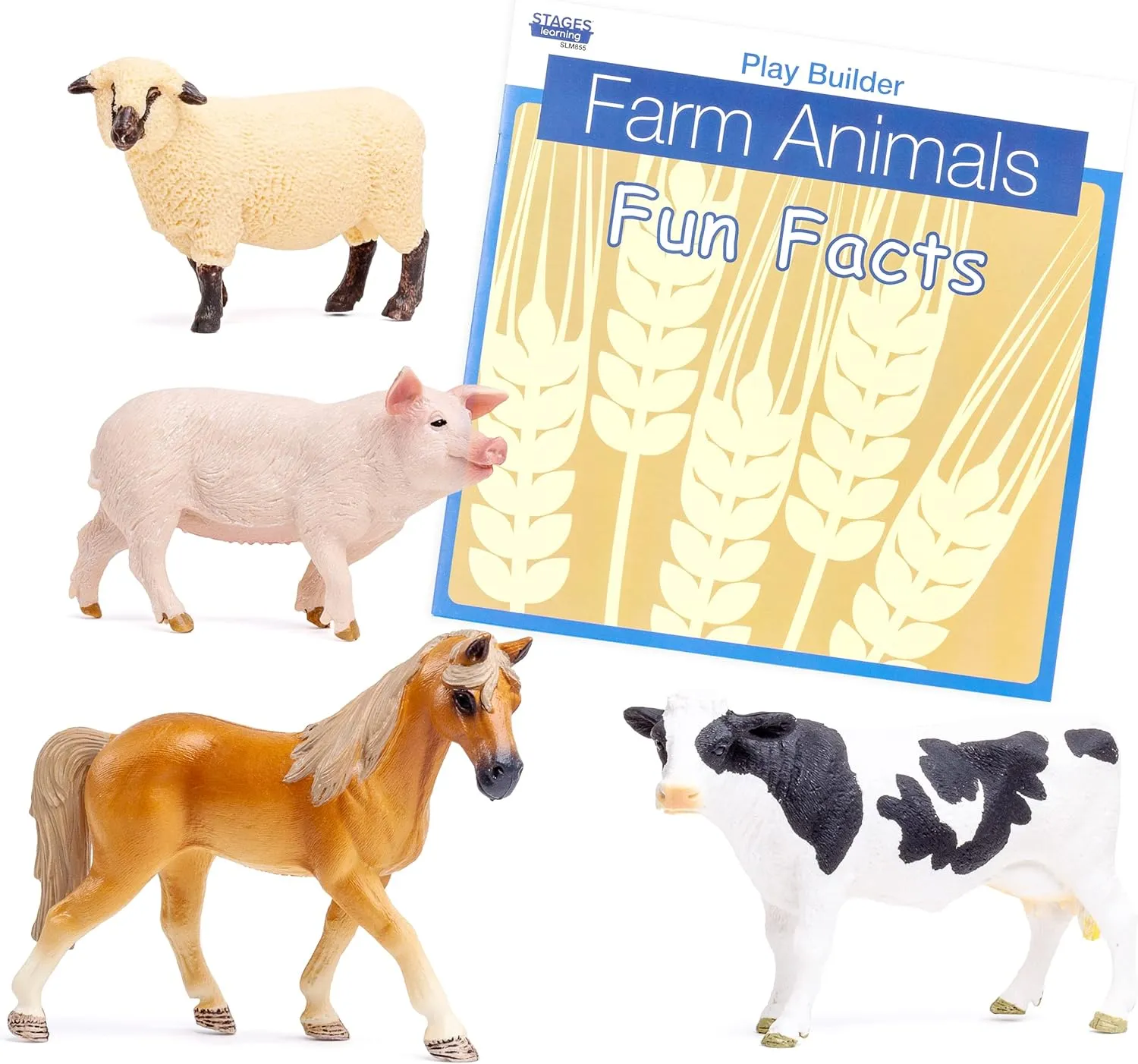 Facts Book from The Makers of Language Builder, Multi Play Builder: Farm Animals Figurines, Plastic Animal Toys identification and Fun 