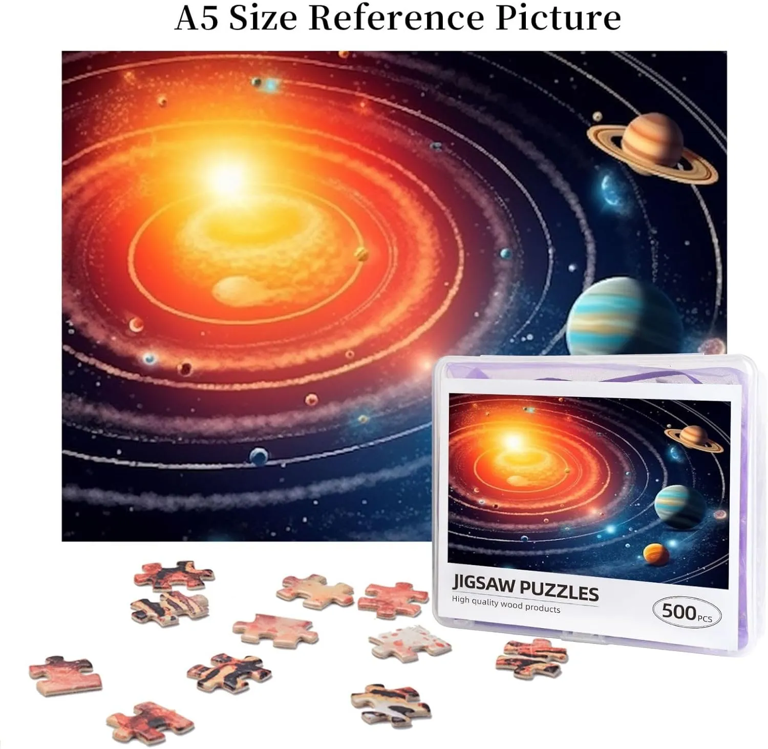 Family Picturepuzzle Finished Size 20.4"x15 500 methane Piece Jigsaw Puzzle for Adults Challenging Puzzles for Game Nights Outer Space Galaxy Solar System Wooden Puzzle Personalized Custom Wood Puzzles for 