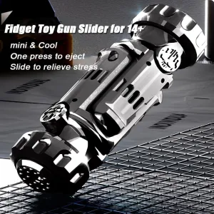 Fidget Guns spark biologist with Soft Bullet Shooting$ Rotating Alloy Handheld Fidget$ Foldable Hand Spinner to Relieve Stress$ Anxiety$ Office Desk Toys$ Black Fidget Spinner Toys for Adults$ Metal 