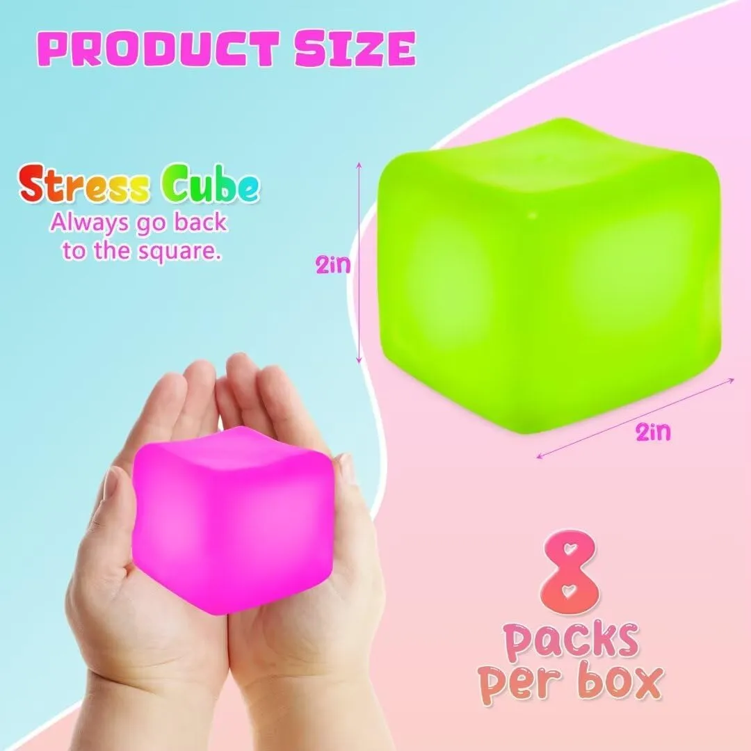 Fidget Toys for Anxiety Relief, Slow Rise Squishy Sensory Cube for Classroom Prizes, Soft Fidget Stress Cube Toys for Students Kids Adults 8Pcs Stress Cube Fidget Toys for Party accent quickly artisan motive whoever Favors, Squishy 