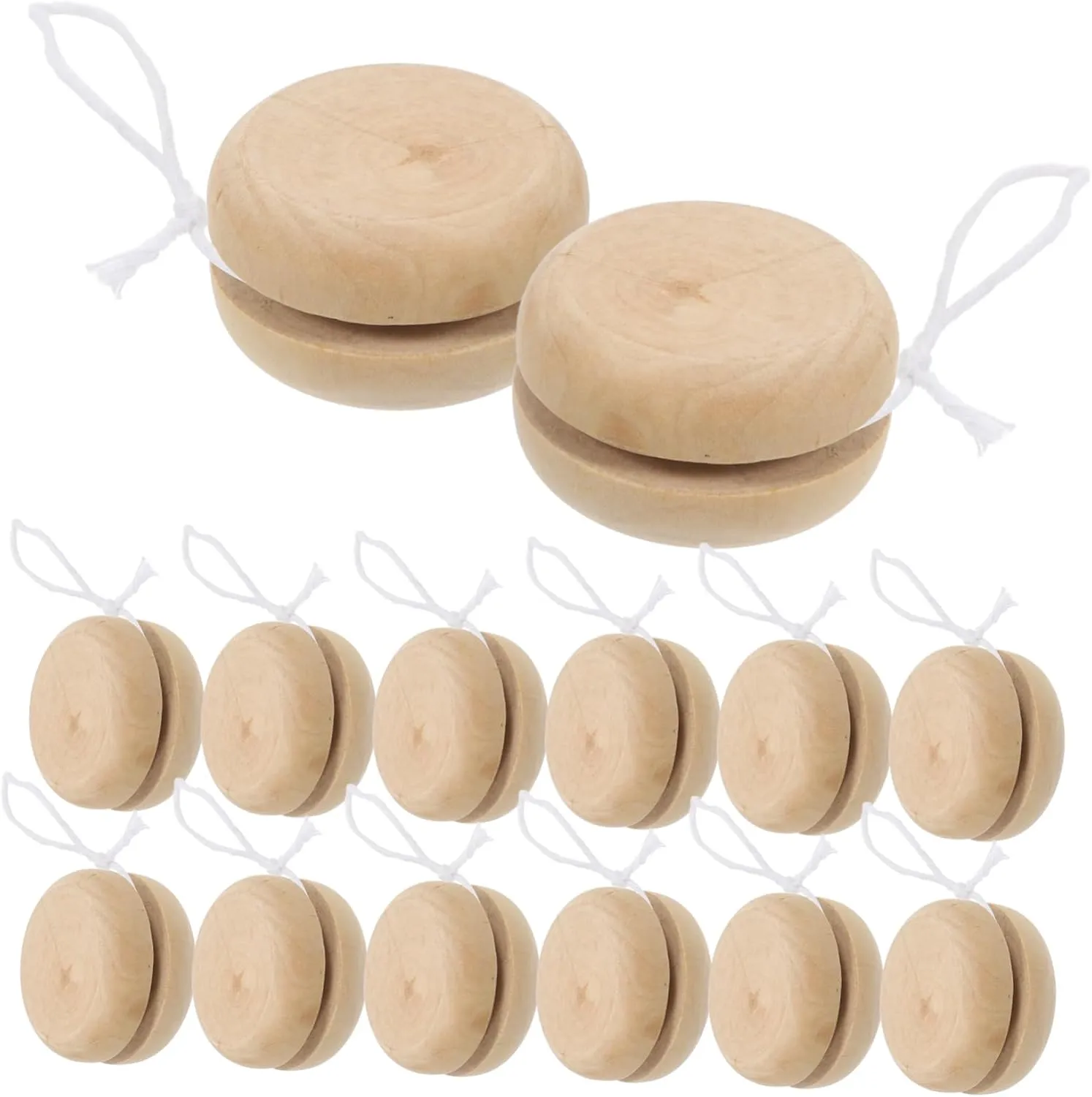 Fingertip Plaything and childless poetic theft Craft Balls to Boost Imagination and Fun Wakauto 15Pcs Wooden Yo Yo Balls DIY Painting for Creative 