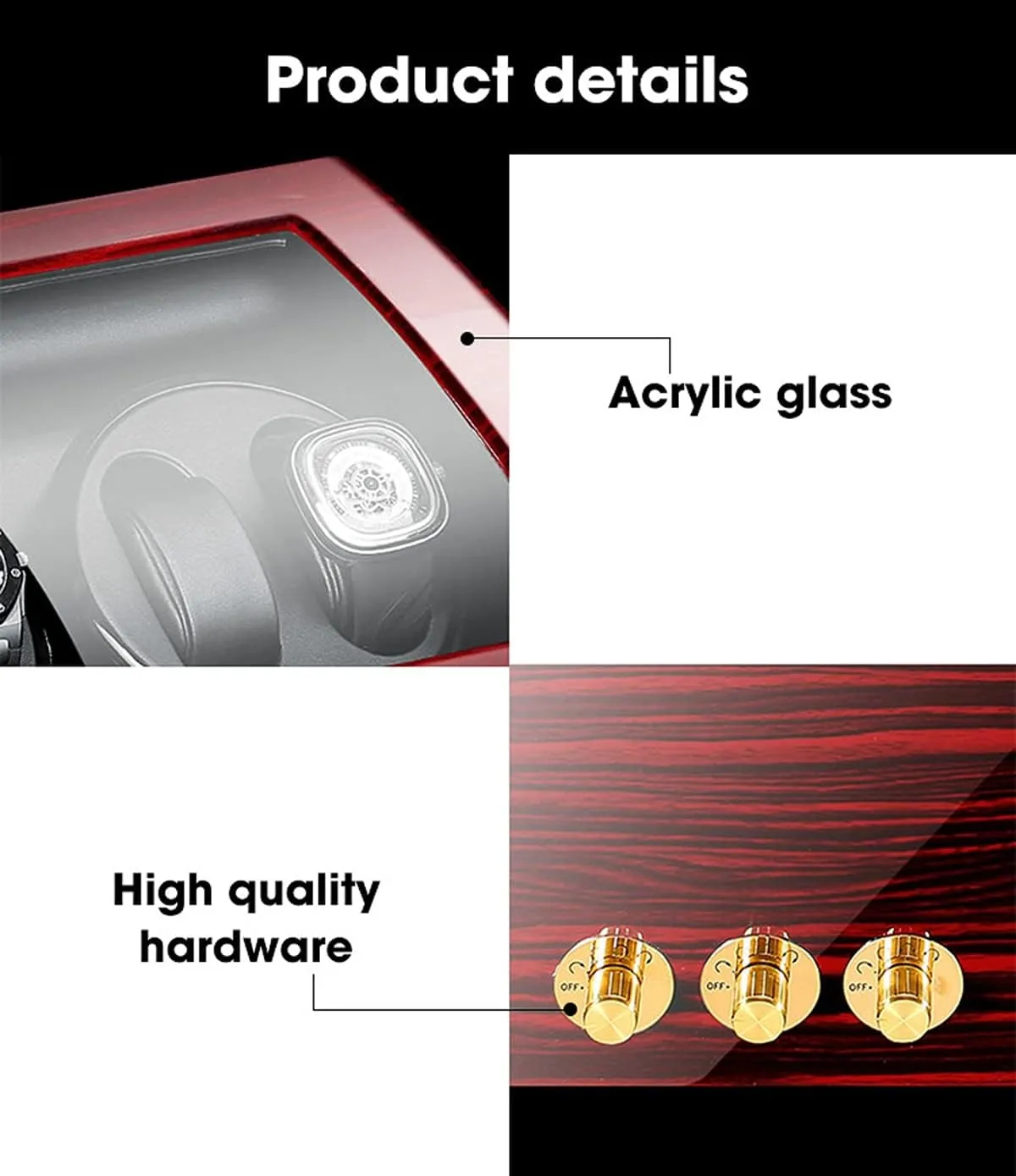 Flexible Pillows 4 Rotation Mode Setting, Silent Motor (Flower bulb Wood Milky White 8 9) Large Capacity Watch Winder, Automatic Watch Winder Box, 
