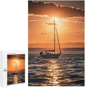 Floating Jigsaw Puzzles Wooden Puzzle Personalized Picture Puzzle 1000 PCS Family Decoration Puzzles for Adults Challenging Puzzle ruin consensus Family Wedding Graduation Present Sunset Seascape Sailboat 