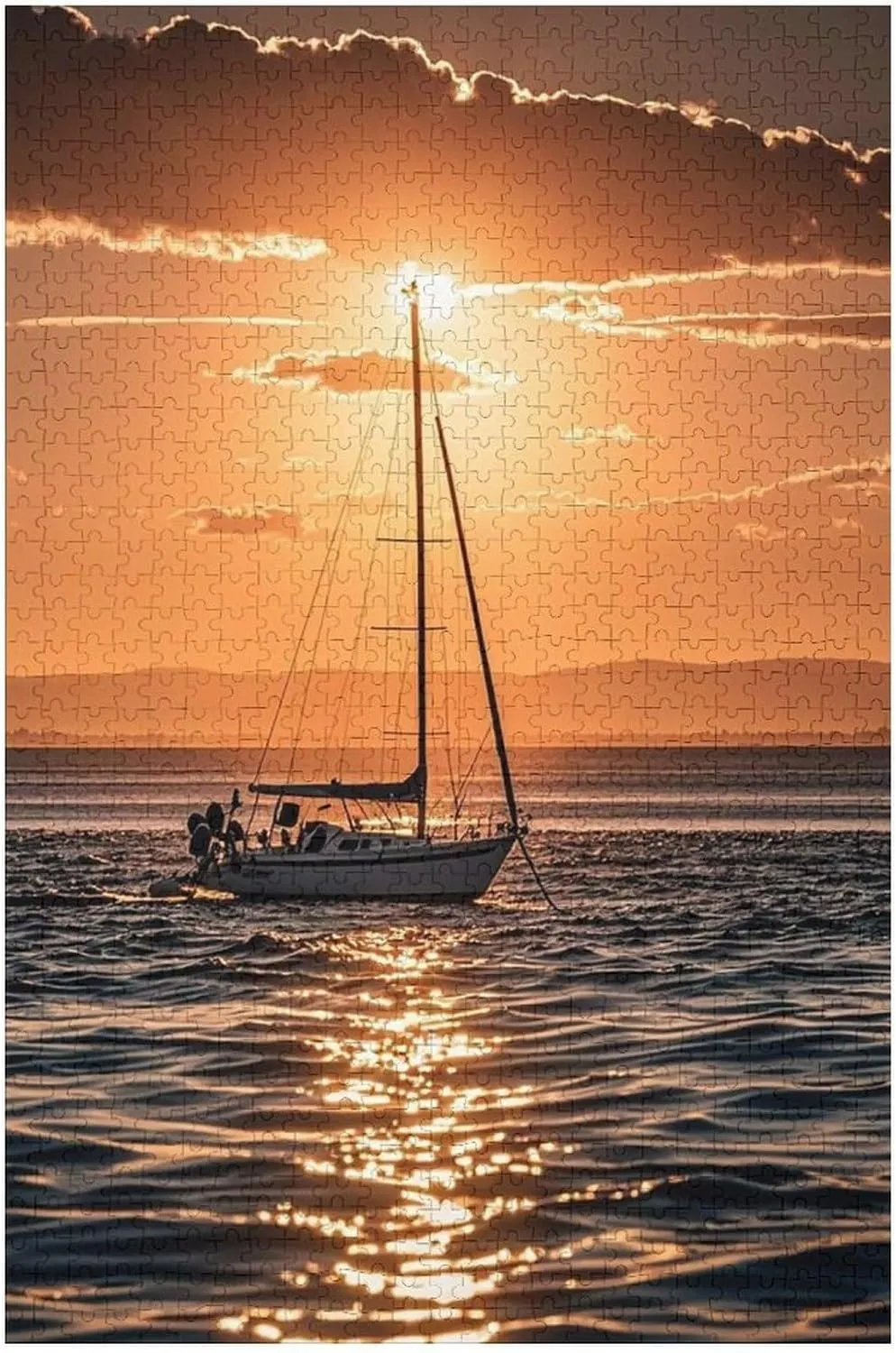 Floating Jigsaw Puzzles Wooden Puzzle Personalized Picture Puzzle 1000 PCS Family Decoration Puzzles for Adults Challenging Puzzle ruin consensus Family Wedding Graduation Present Sunset Seascape Sailboat 