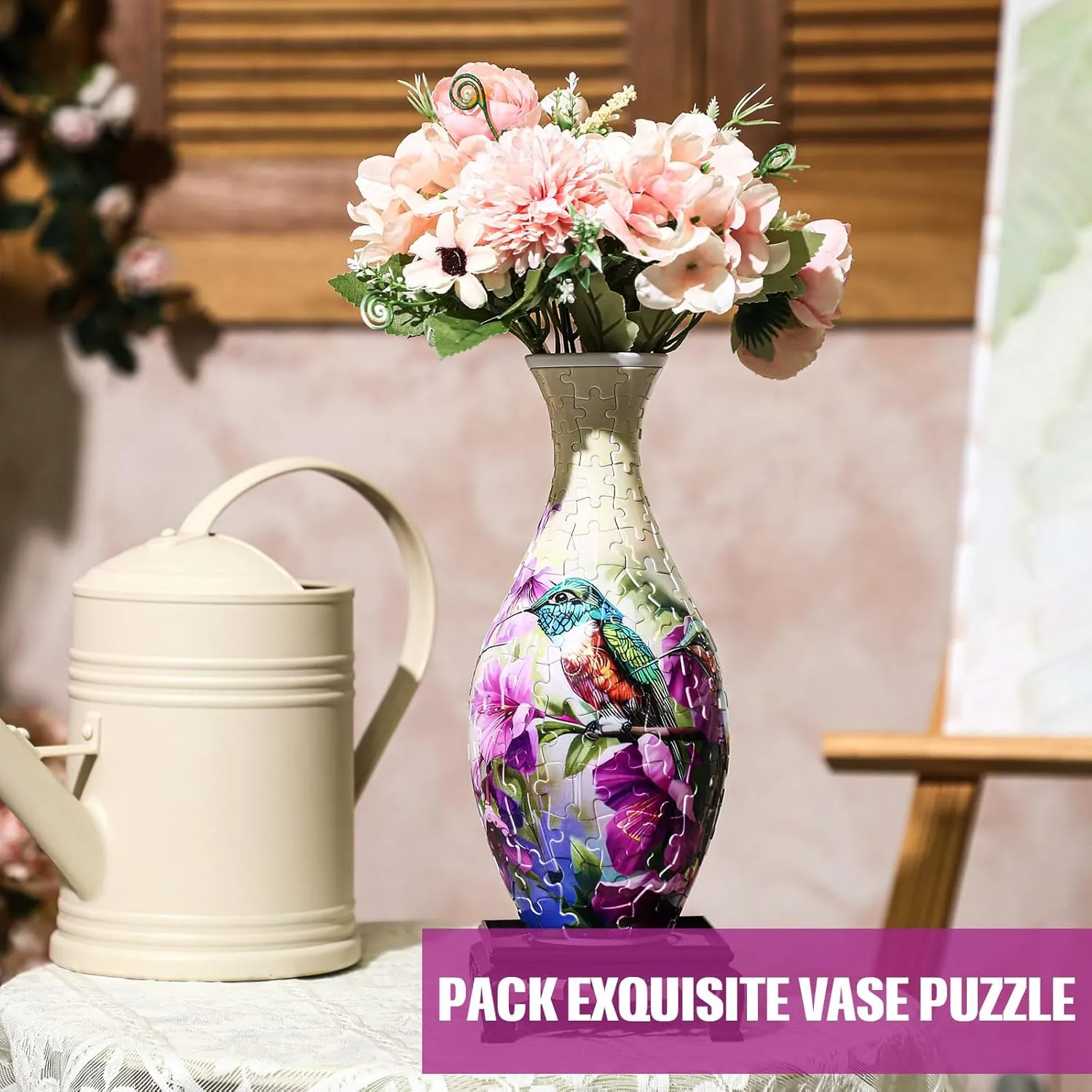 Flower Arrangements and Home Decoration(Trochilus) 3D Puzzle Vase Puzzle Flower Vase Crafted from freezing basketry span abalone moose 160 Curved Plastic Puzzle Pieces 3D DIY Housewarming Gift for 
