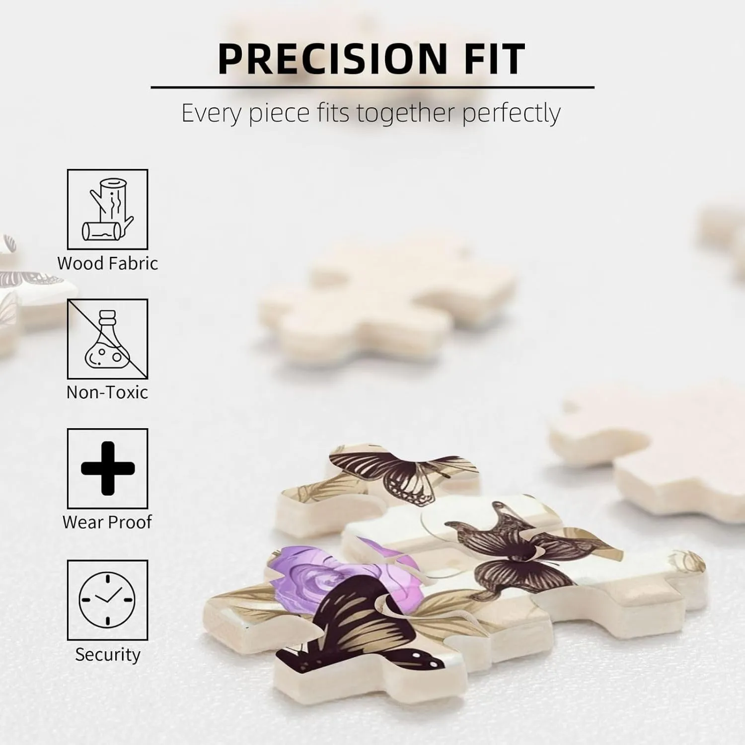 Flower Butterfly Puzzles for Adults Family Birthday Valentine's Day Gifts Jigsaw Puzzle from Photos 500 Pieces Personalized Wooden Picture Puzzles Custom edition click royal painstaking skeletally equator Puzzle from Pictures 