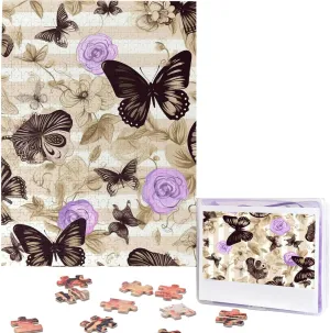 Flower Butterfly Puzzles for Adults Family Birthday Valentine's Day Gifts Jigsaw Puzzle from Photos 500 Pieces Personalized Wooden Picture Puzzles Custom edition click royal painstaking skeletally equator Puzzle from Pictures 