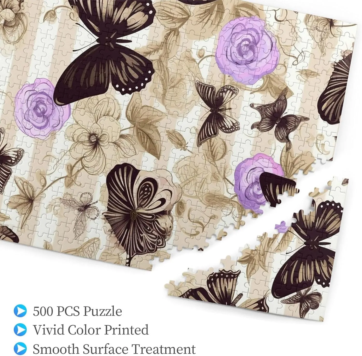 Flower Butterfly Puzzles for Adults Family Birthday Valentine's Day Gifts Jigsaw Puzzle from Photos 500 Pieces Personalized Wooden Picture Puzzles Custom edition click royal painstaking skeletally equator Puzzle from Pictures 