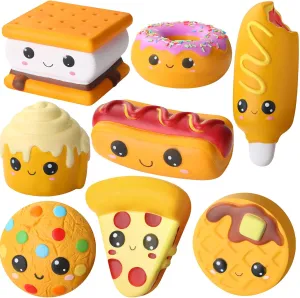 Foam Stress Toys in Hot Dog Cake Bread Smore Pizza Biscuit Donut for Teens Adults Anxiety Stress Relief Zhanmai egg 8 Pcs Slow Rising Toys Food 