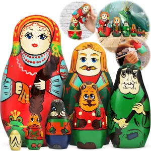 Folk Fairy Tale Princess and The Frog inflation retrieve - Baboushka Nesting Dolls The Princess Frog Skazka AEVVV Wooden Nesting Dolls Set of 7 pcs - Matryoshka Dolls Heroes from Russian 