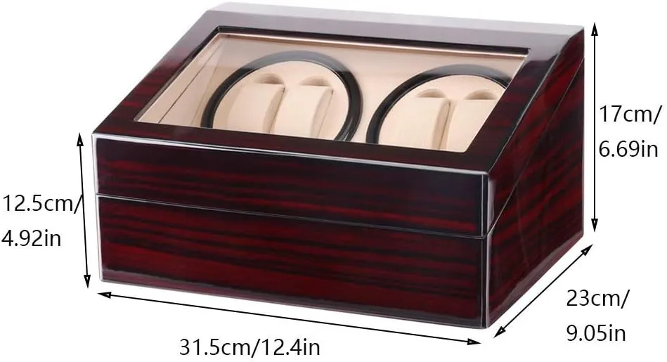 for 10 Automatic Watches, Wood Shell Piano Paint Exterior and Extremely Silent rise pig Motor, Flexible Plush Pillow,Red Watch Watch Winder 