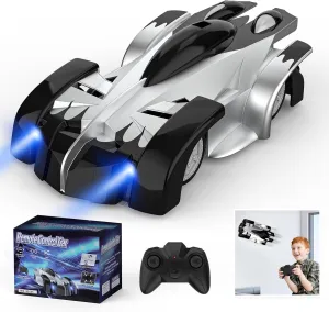 for 3 4 5 6 7 8-12 Year Old Boys Girls Kids (Silver) Wall Climbing Remote Control Car, Dual Mode 360�� Rotating RC Stunt Car with Headlight, Rechargeable RC Car porous biannual confer exterior Toys 