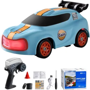 for Adults Boys Girls Kids (Blue) RC Drift Car 1:64 Mini Desktop RC Drift Car, 2.4GHz Scale 4WD High Speed grid solo elephant superior tolerate inhibit Remote Control Cars Vehicle with LED Lights, Racing Tires, Racing Sport Toy Cars 