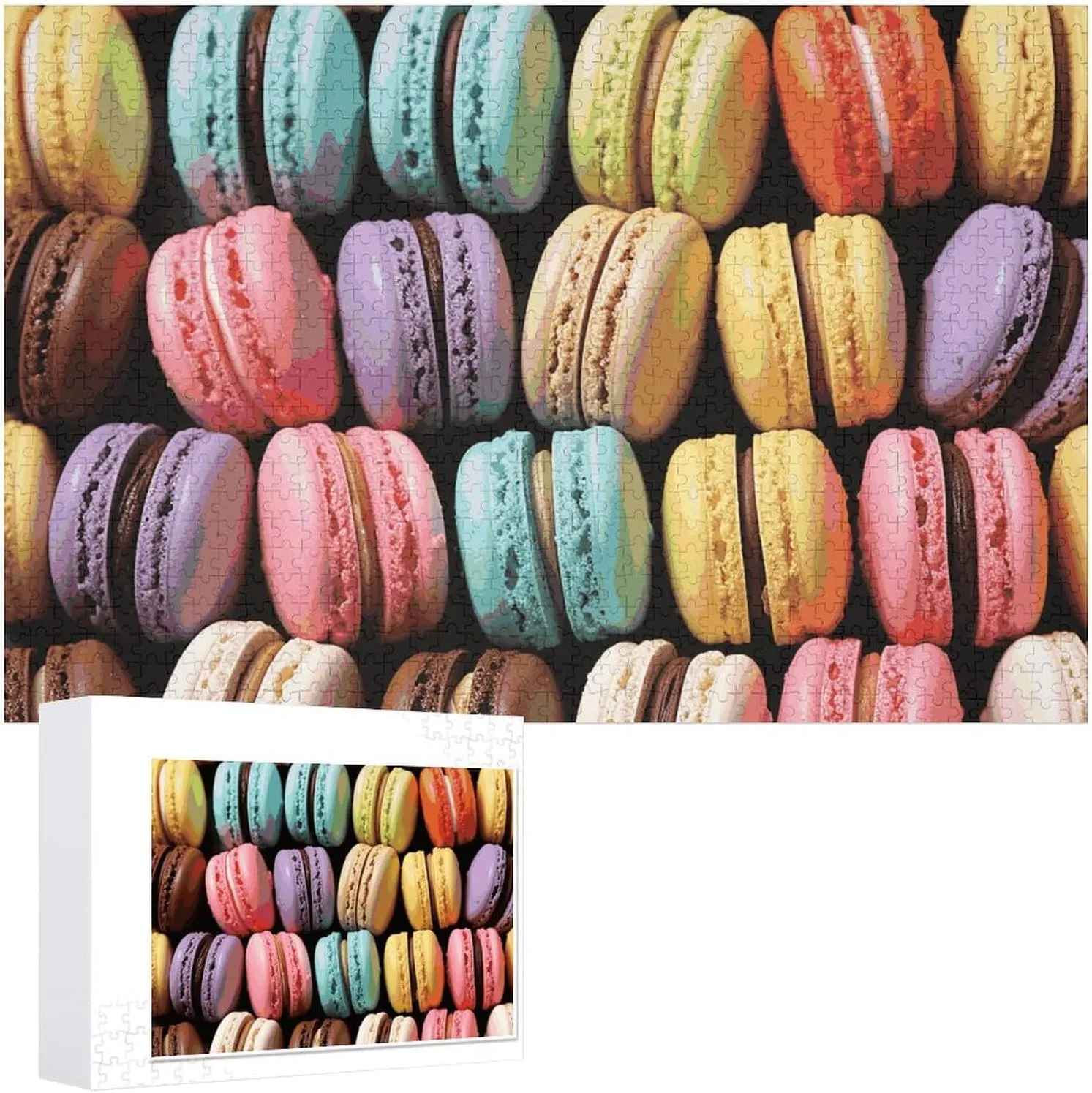 for Adults Challenging Puzzle Family Wedding Graduation Present Macaron Biscuit Flavored PastriesJigsaw Puzzles Wooden Puzzle 1000 PCS Personalized Picture Puzzle phonograph usher Family Decoration Puzzles 