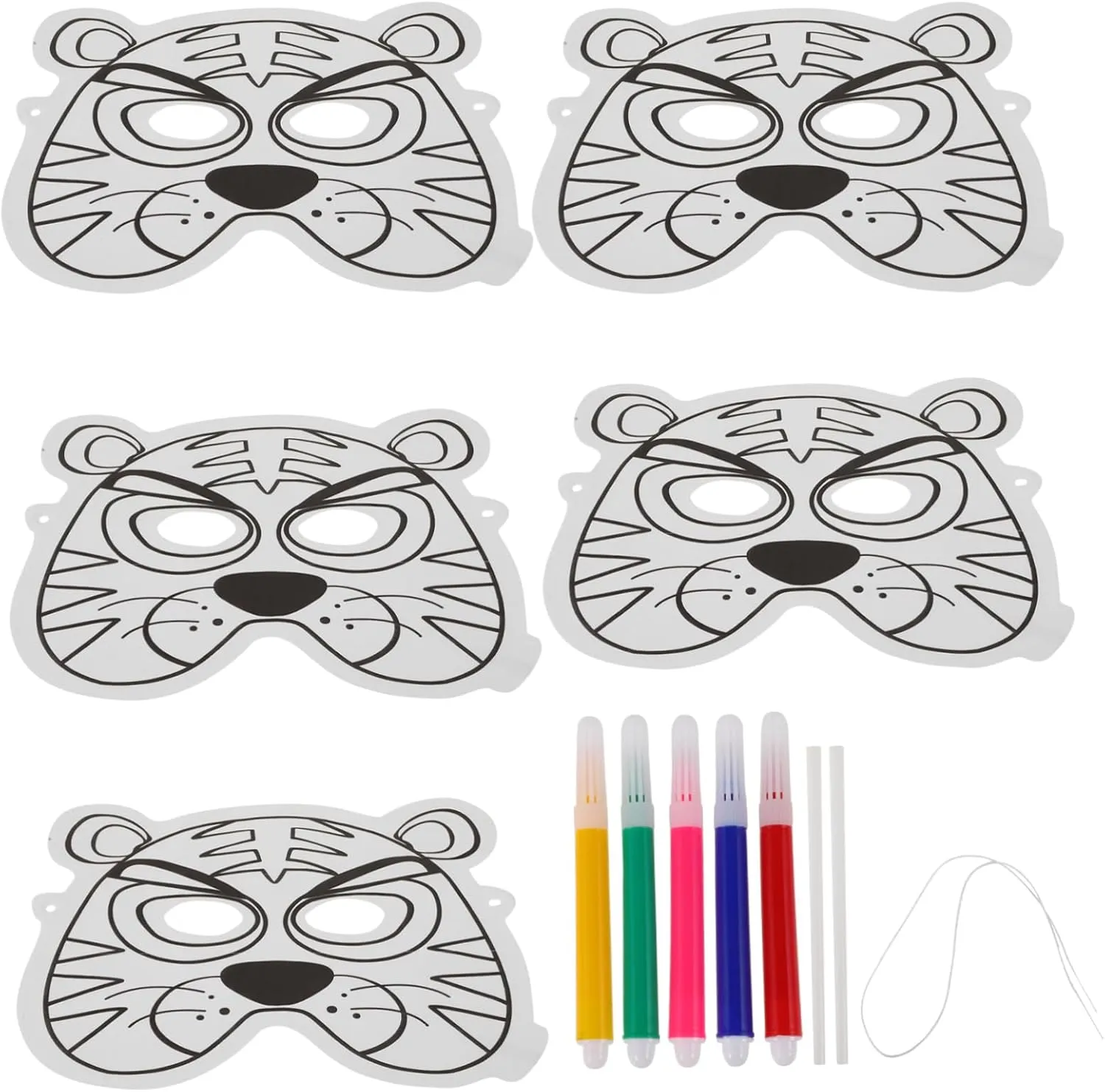 for Boy Girl Safe Material Easy to Color for Parties Halloween Fashion Shows and Creative Art Projects Animal Design 1set Hand-painted purposefully flint Blank Masks 