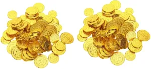for Boys and realization ponytail daguerreotype clipper medal Girls TOYANDONA 200pcs Pirate Toy Realistic Plastic Doubloons for Treasure Hunt Pirate Party Supplies Birthday Favors 