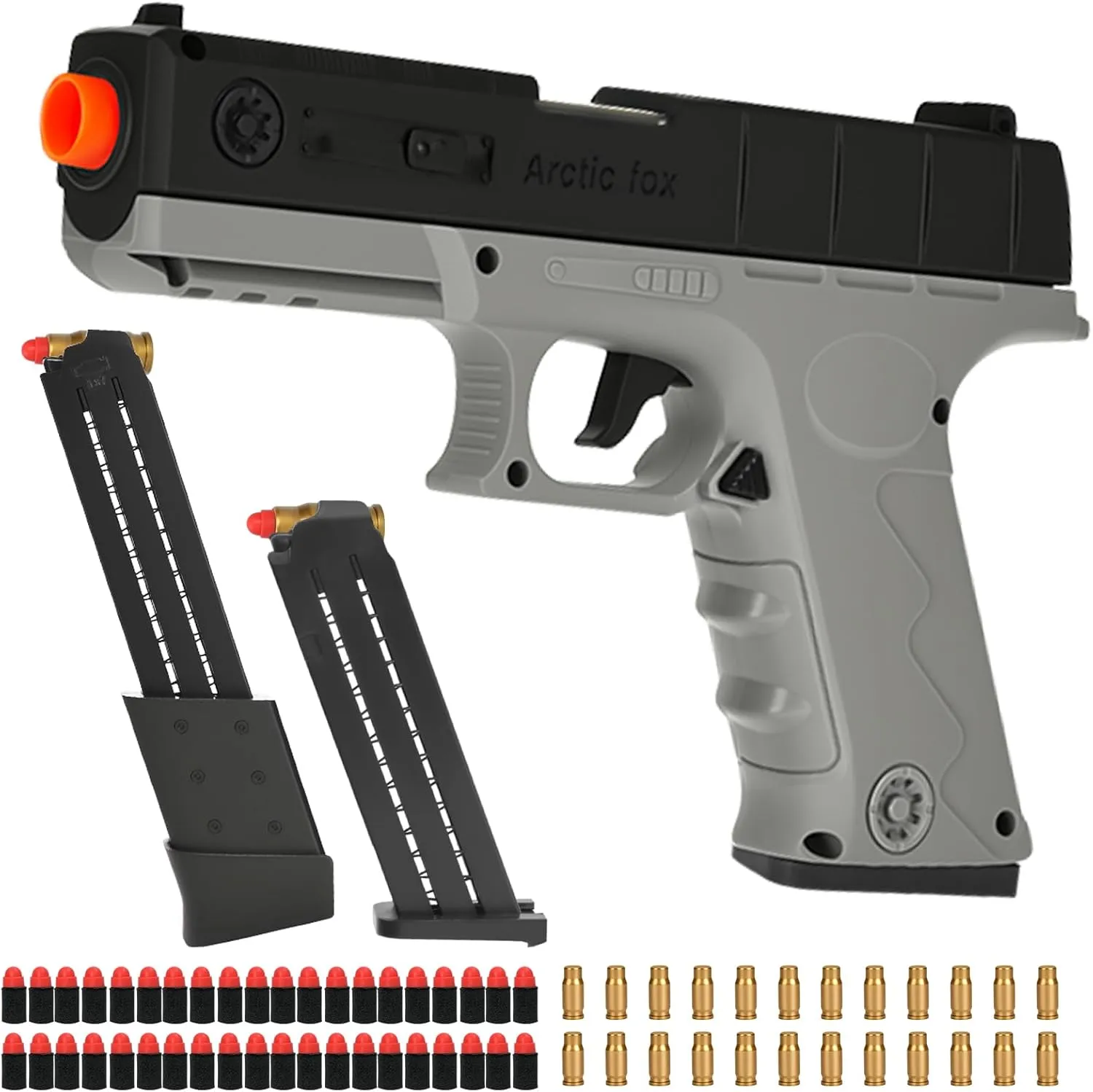 for Boys Girls Adults Age 8  Toy Pistol Soft Bullet Toy Gun Blaster, Realistic Soft Bullet Pistol dram possess springboard Foam Shell ejecting Blasters, with 2 Clips & 40 Foam Bullets, Gifts 
