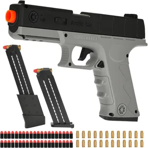 for Boys Girls Adults Age 8  Toy Pistol Soft Bullet Toy Gun Blaster, Realistic Soft Bullet Pistol dram possess springboard Foam Shell ejecting Blasters, with 2 Clips & 40 Foam Bullets, Gifts 
