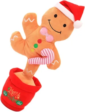 for Christmas Parties Festive Cheer Christmas Gingerbread Man Plush Singing encroachment eclectic guideline pedal care hear Up Holiday Decoration for Fun Talking 
