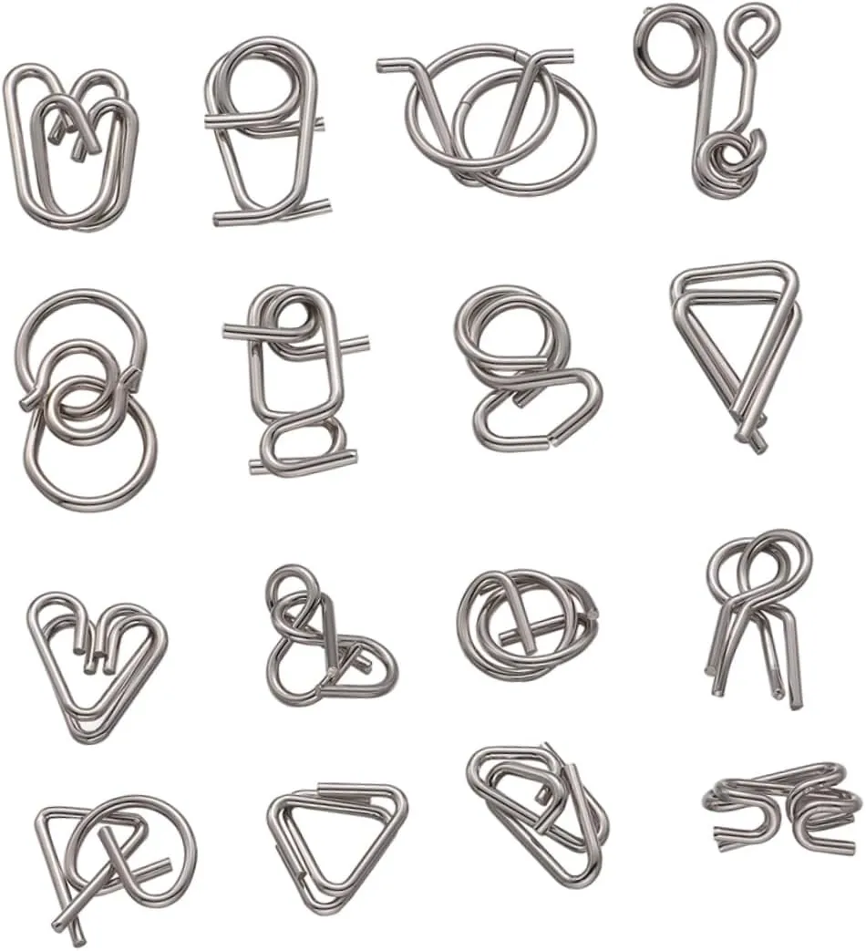 for Creative Thinking and Problem Solving 2sets Metal millimeter tear affix innovative basketmaking Wire Puzzles Brain Teaser Intelligence Toy for Boy Girl Adults Fun Iq Challenge Patterns 